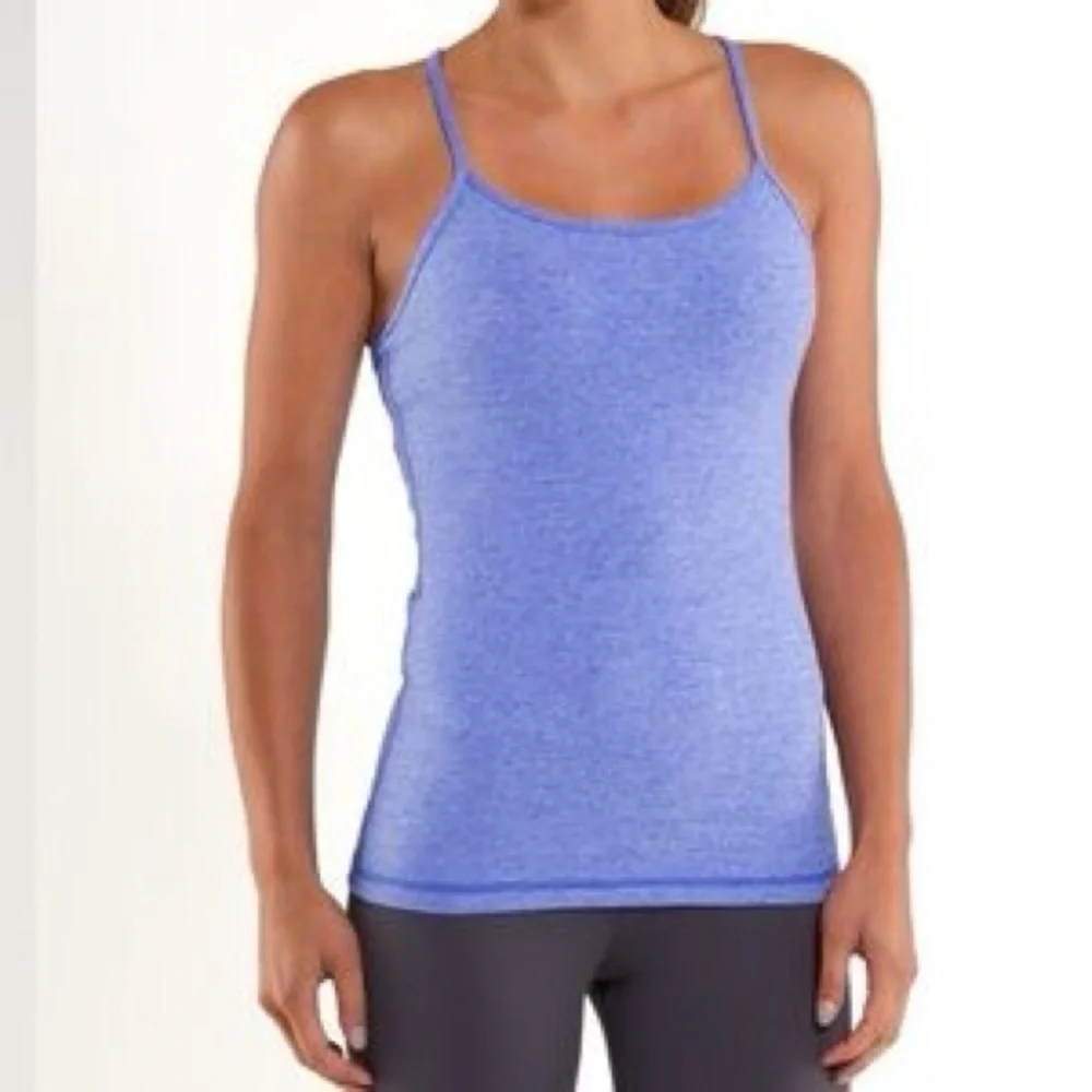 lululemon athletica Power Y Tank Heathered Blue - Picture 1 of 5
